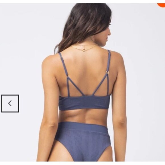 L Space Bikini Top Ribbed Sexy Vixen Pool Beach Black Siren V-Wire Front Size XL - Picture 3 of 10